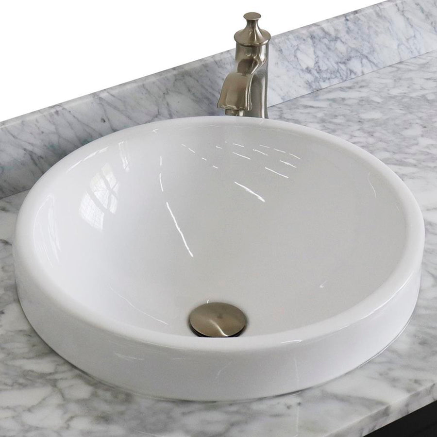 Bellaterra Terni 49" Single Vanity, Dark Gray, White Carrara Marble Top/Round Sink