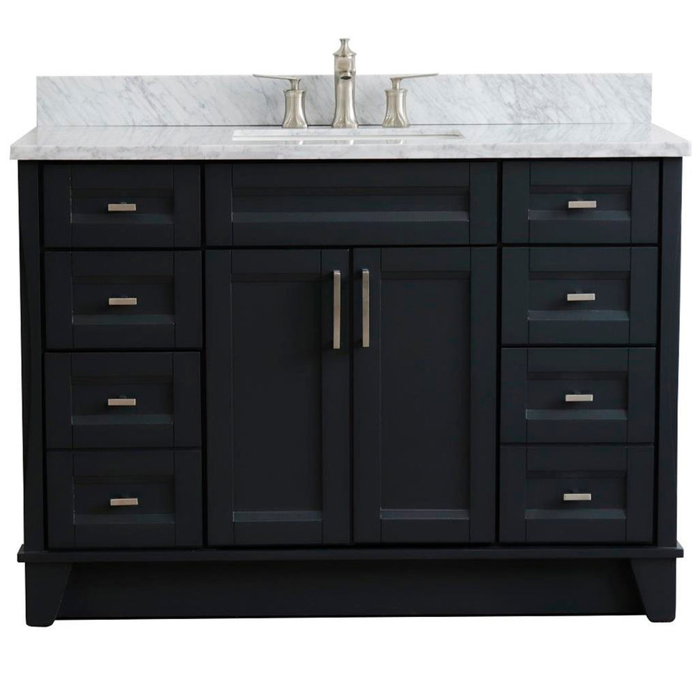 Bellaterra Terni 49" Single Vanity, Dark Gray, White Carrara Marble Top/Rectangle Sink