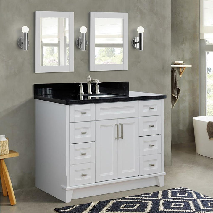 Bellaterra Terni 49" Single Vanity, White, Black Galaxy Granite Top/Rectangle Sink