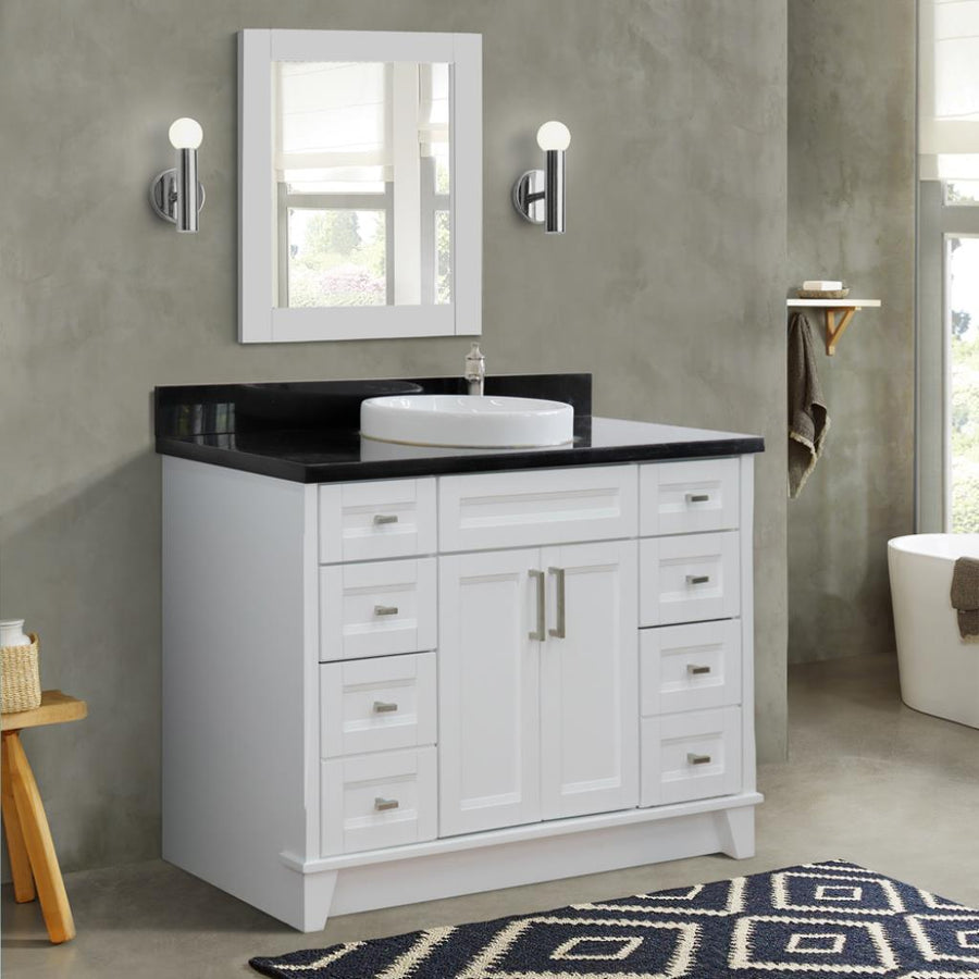 Bellaterra Home Terni 48" White Vanity, Round Sink Black Galaxy Granite#top-options_black-galaxy-granite