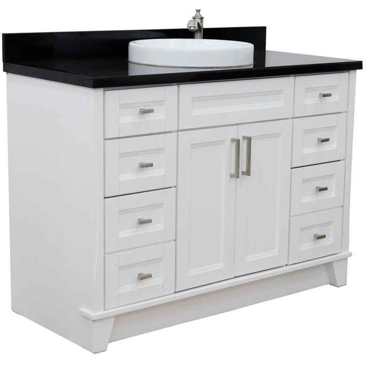 Bellaterra Terni 49" Single Vanity, White, Black Galaxy Granite Top/Round Sink