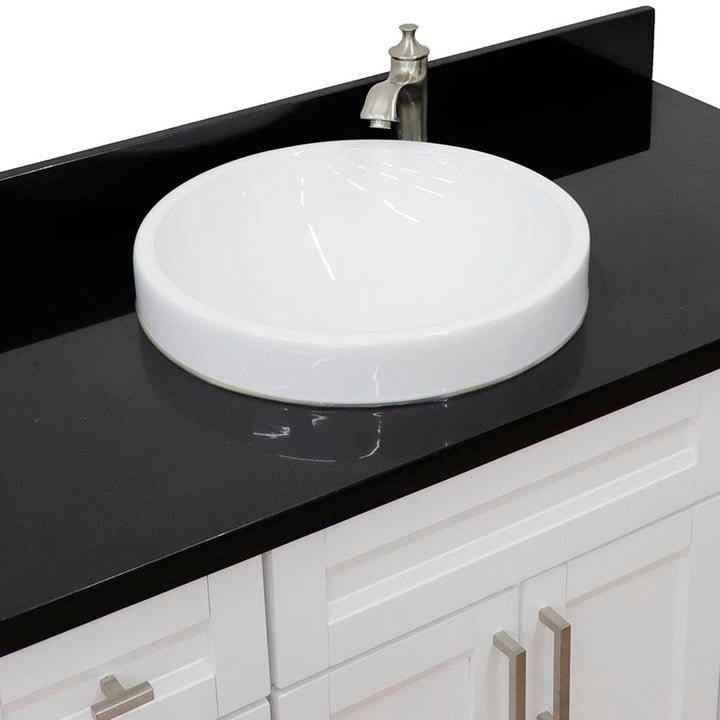 Bellaterra Terni 49" Single Vanity, White, Black Galaxy Granite Top/Round Sink