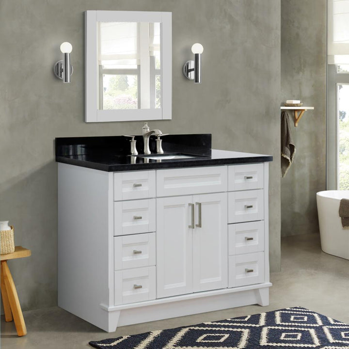 Bellaterra Terni 49" Single Vanity, White, Black Galaxy Granite Top/Rectangle Sink