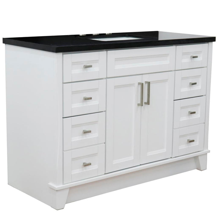 Bellaterra Terni 49" Single Vanity, White, Black Galaxy Granite Top/Rectangle Sink