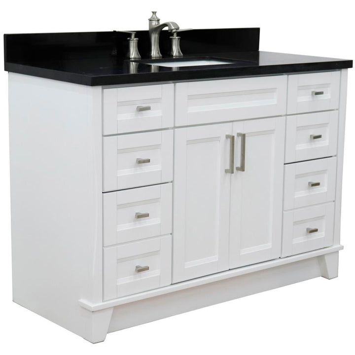 Bellaterra Terni 49" Single Vanity, White, Black Galaxy Granite Top/Rectangle Sink