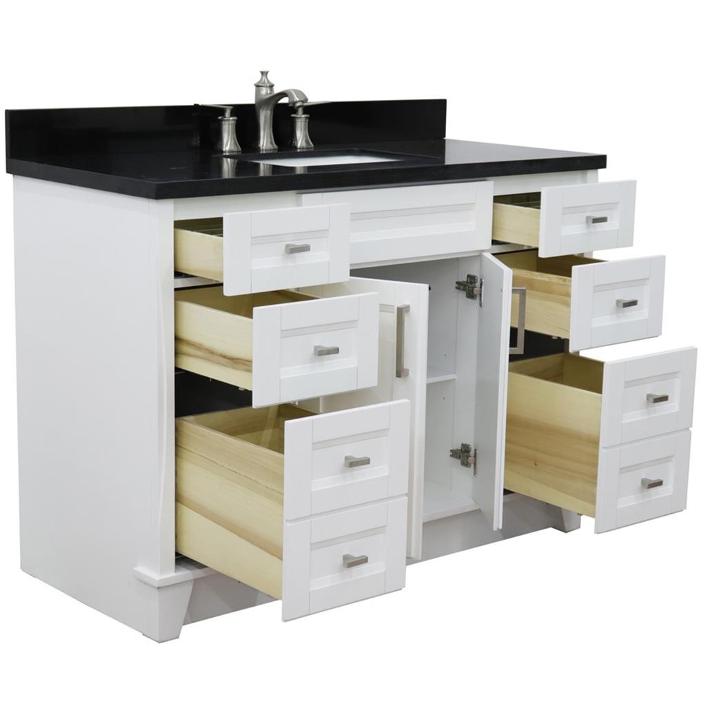 Bellaterra Terni 49" Single Vanity, White, Black Galaxy Granite Top/Rectangle Sink