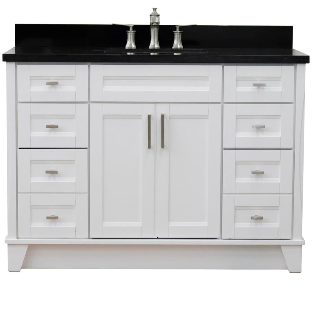 Bellaterra Terni 49" Single Vanity, White, Black Galaxy Granite Top/Rectangle Sink