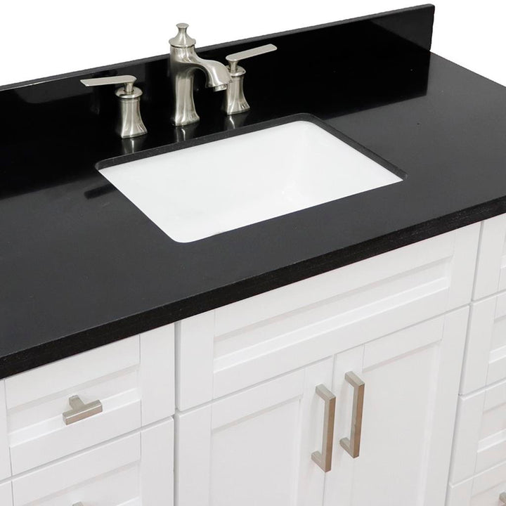 Bellaterra Terni 49" Single Vanity, White, Black Galaxy Granite Top/Rectangle Sink