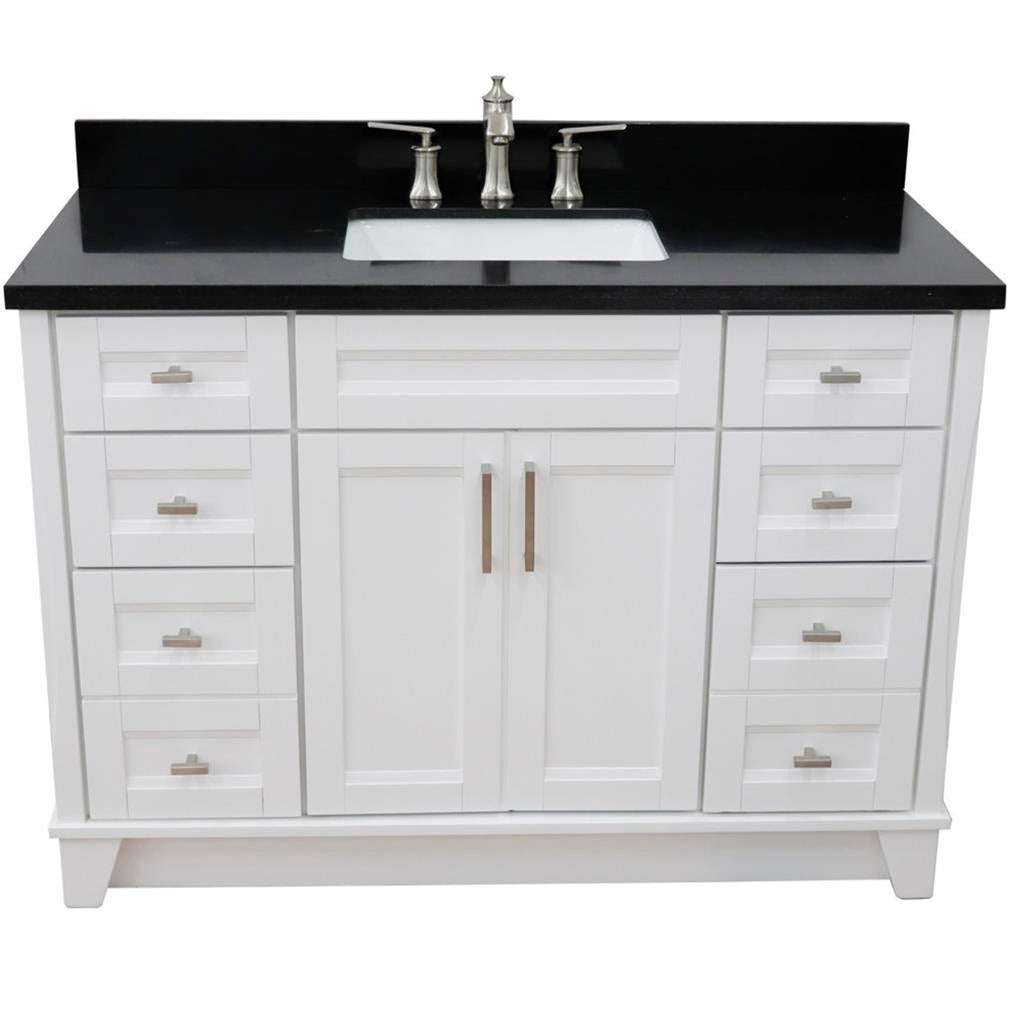 Bellaterra Terni 49" Single Vanity, White, Black Galaxy Granite Top/Rectangle Sink