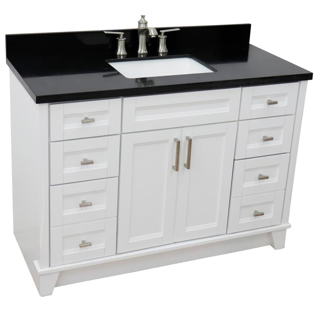 Bellaterra Terni 49" Single Vanity, White, Black Galaxy Granite Top/Rectangle Sink