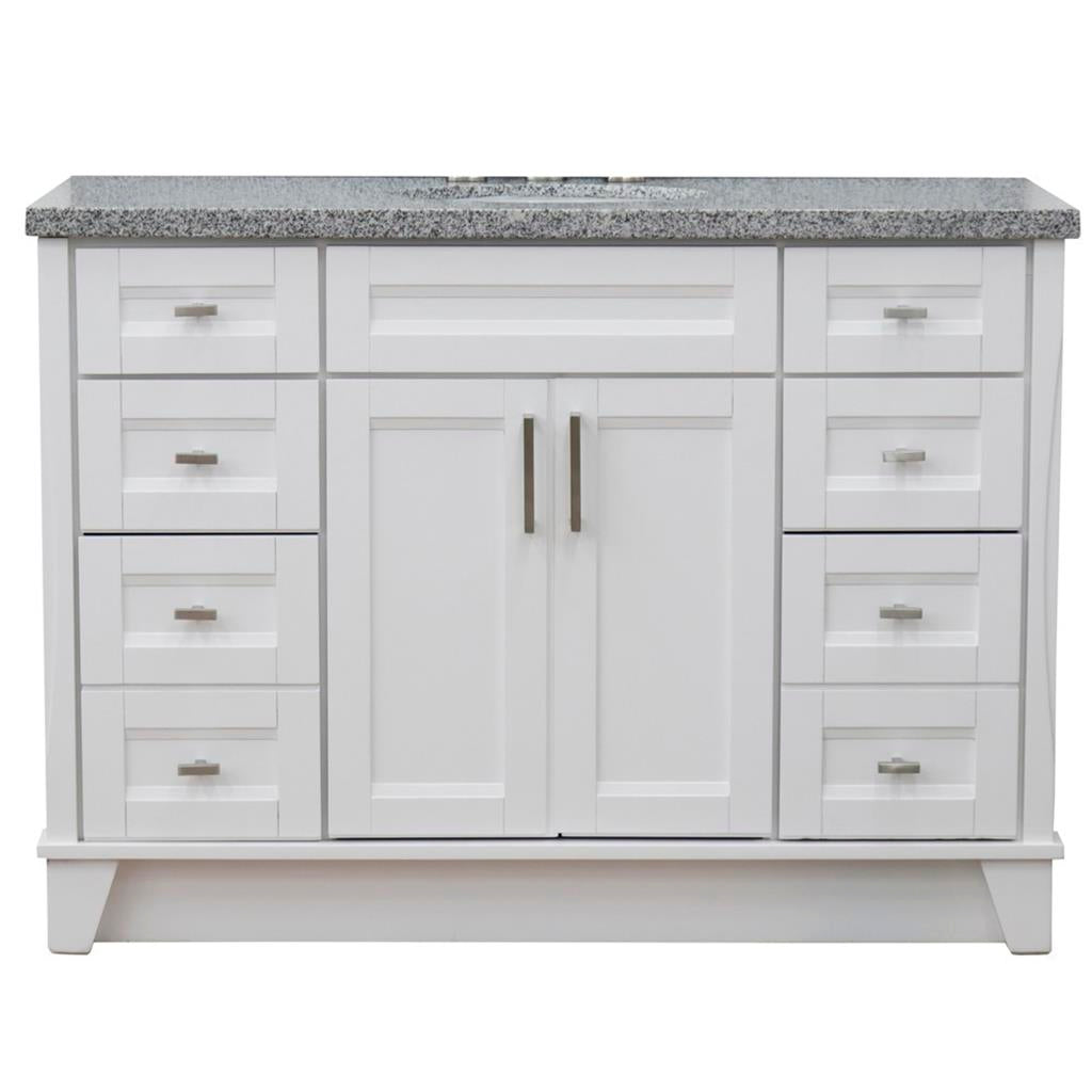 Bellaterra Terni 49" Single Vanity, White, Gray Granite Top/Oval Sink