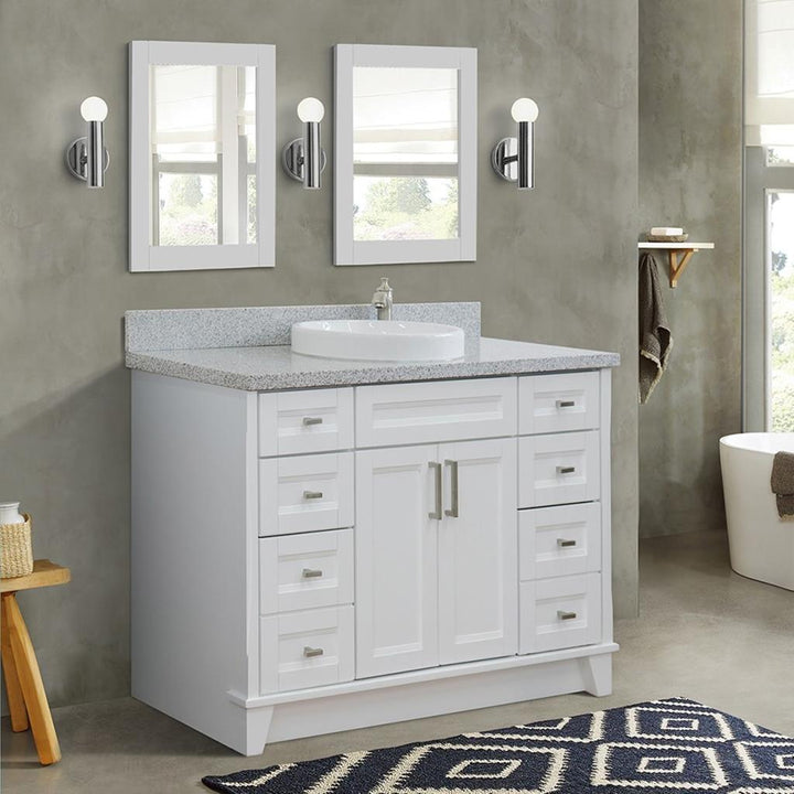 Bellaterra Terni 49" Single Vanity, White, Gray Granite Top/Round Sink