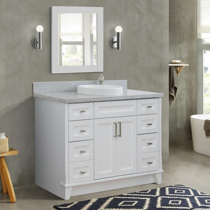 Bellaterra Terni 49" Single Vanity, White, Gray Granite Top/Round Sink