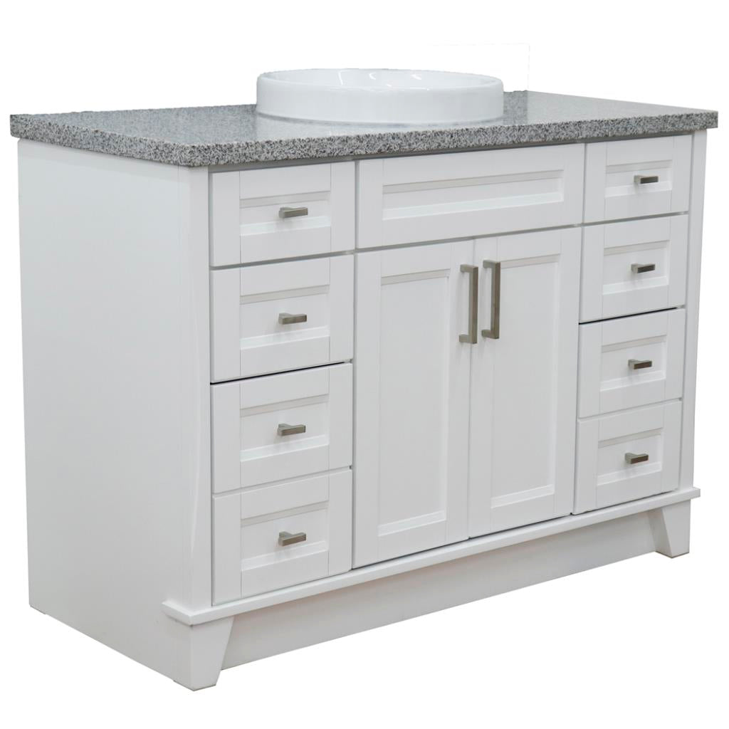 Bellaterra Terni 49" Single Vanity, White, Gray Granite Top/Round Sink