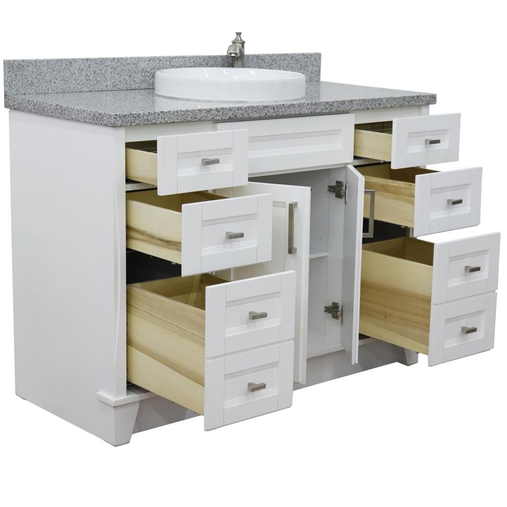 Bellaterra Terni 49" Single Vanity, White, Gray Granite Top/Round Sink