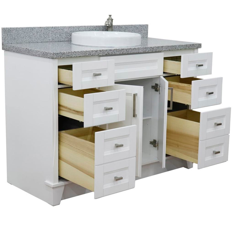 Bellaterra Terni 49" Single Vanity, White, Gray Granite Top/Round Sink