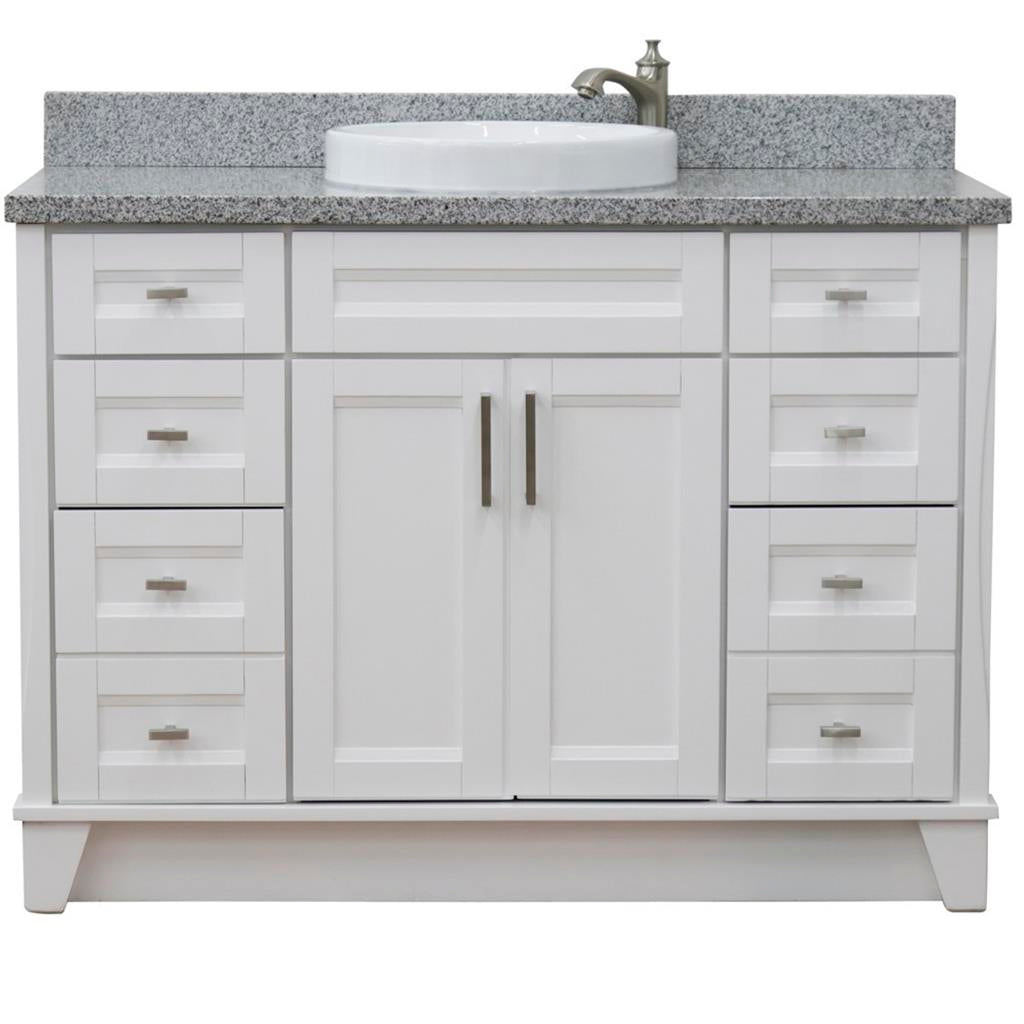 Bellaterra Terni 49" Single Vanity, White, Gray Granite Top/Round Sink