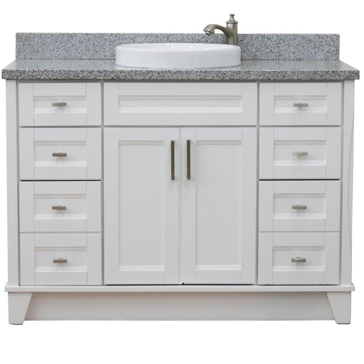 Bellaterra Terni 49" Single Vanity, White, Gray Granite Top/Round Sink