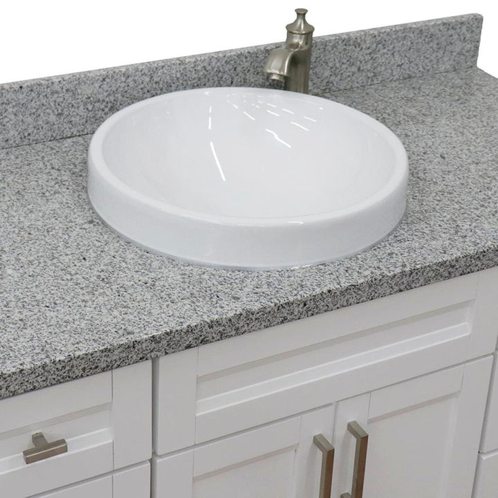 Bellaterra Terni 49" Single Vanity, White, Gray Granite Top/Round Sink