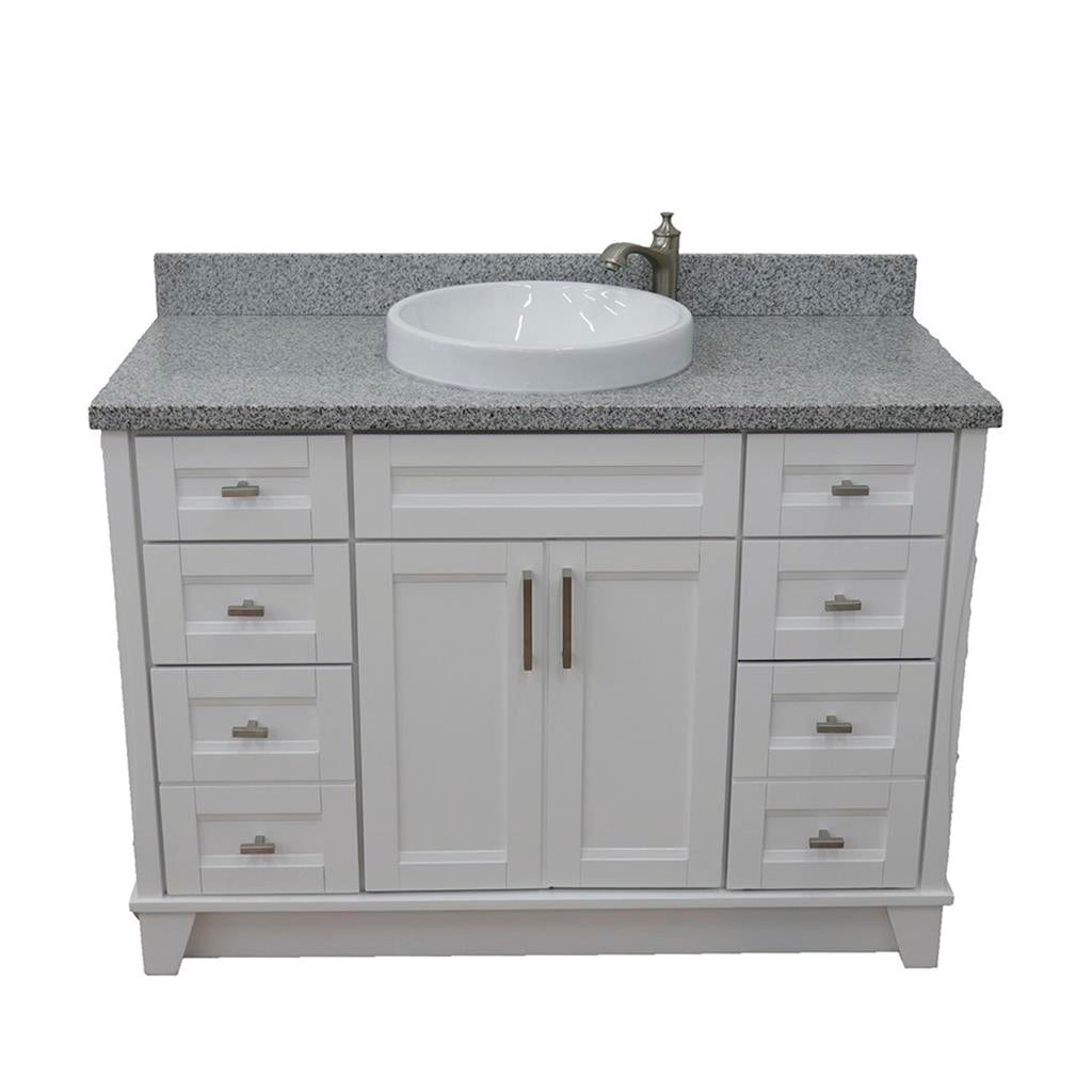 Bellaterra Terni 49" Single Vanity, White, Gray Granite Top/Round Sink