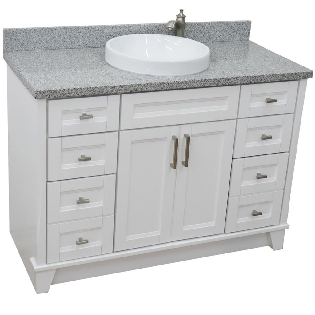 Bellaterra Terni 49" Single Vanity, White, Gray Granite Top/Round Sink