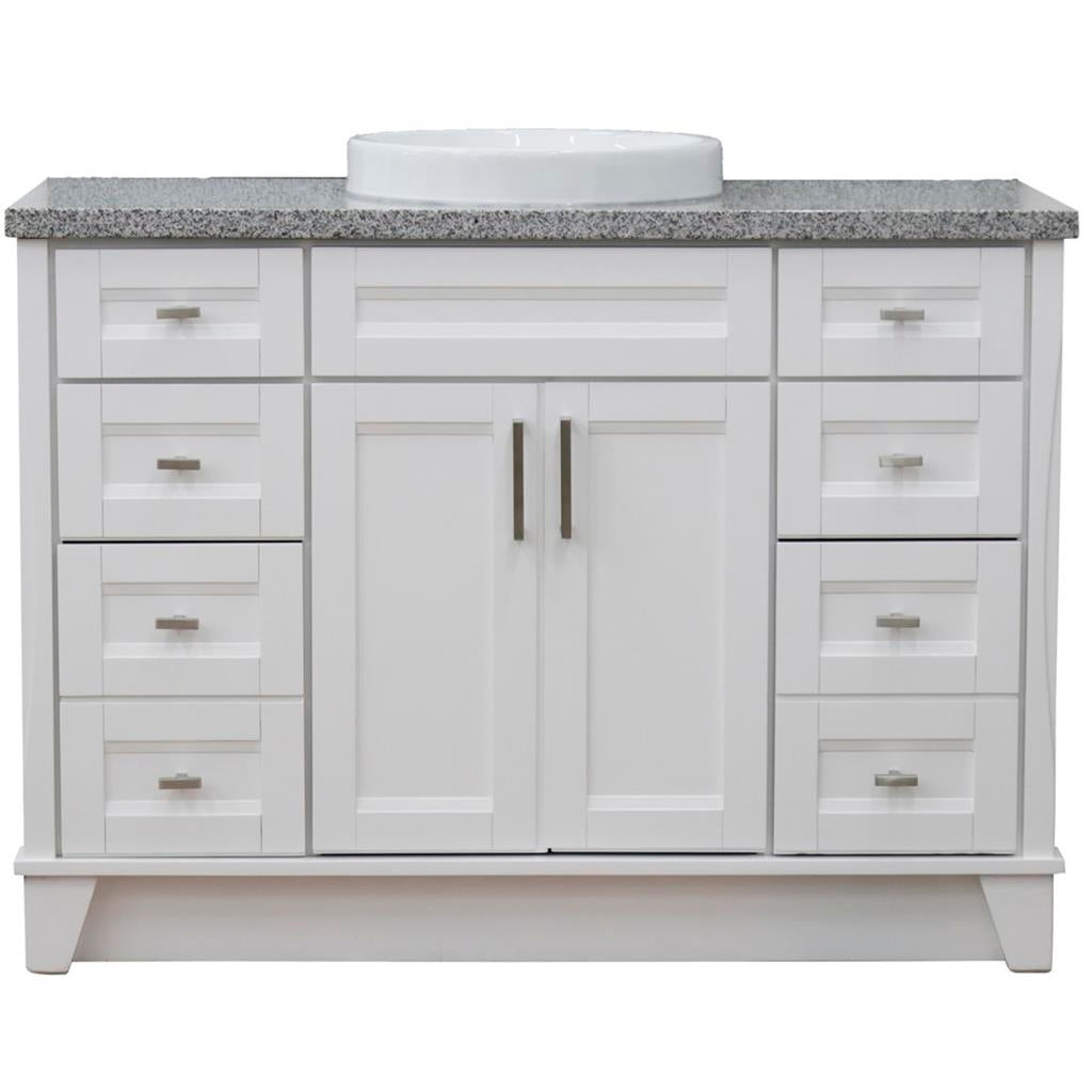 Bellaterra Terni 49" Single Vanity, White, Gray Granite Top/Round Sink