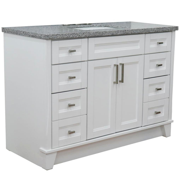 Bellaterra Terni 49" Single Vanity, White, Gray Granite Top/Rectangle Sink