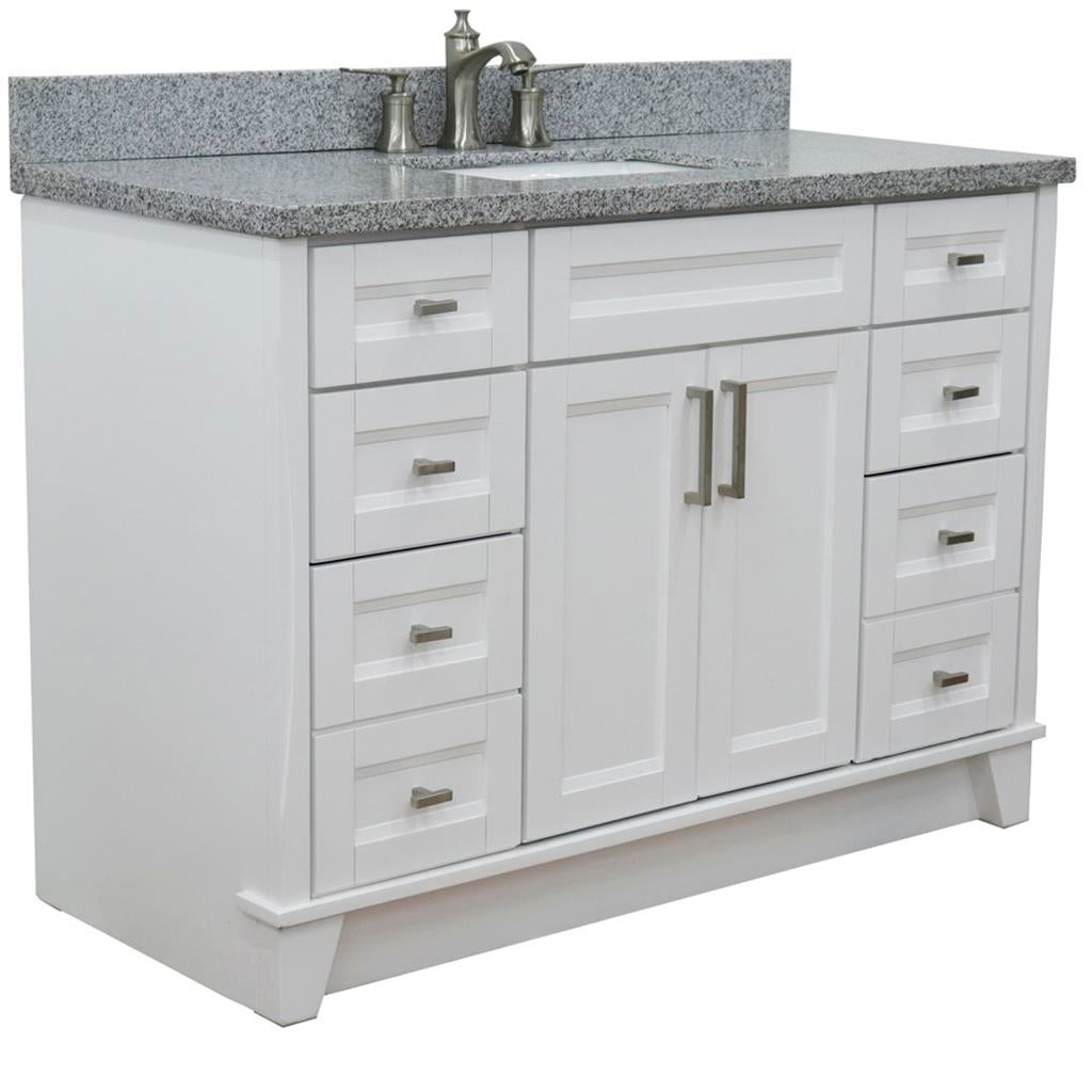 Bellaterra Terni 49" Single Vanity, White, Gray Granite Top/Rectangle Sink