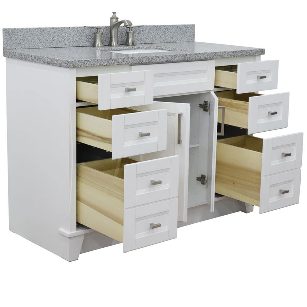 Bellaterra Terni 49" Single Vanity, White, Gray Granite Top/Rectangle Sink