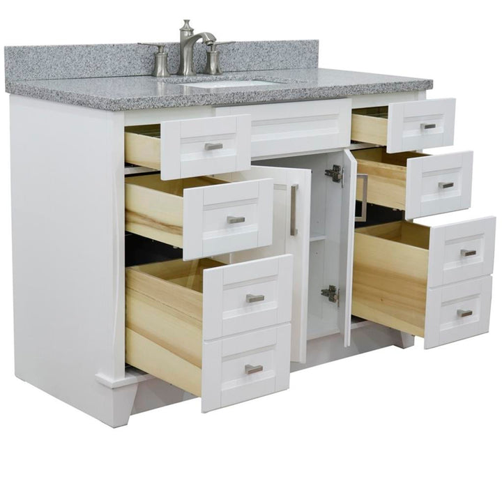 Bellaterra Terni 49" Single Vanity, White, Gray Granite Top/Rectangle Sink