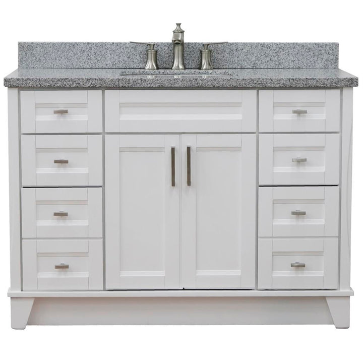 Bellaterra Terni 49" Single Vanity, White, Gray Granite Top/Rectangle Sink