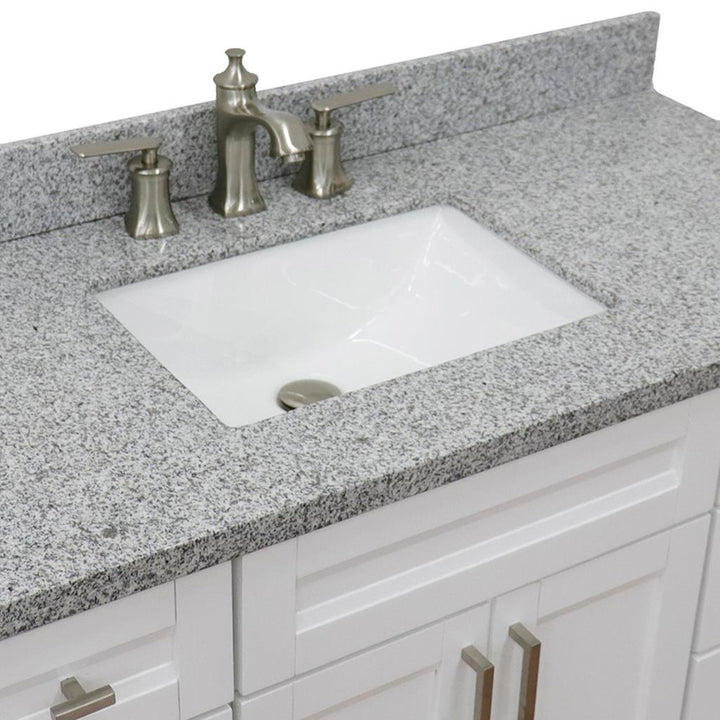 Bellaterra Terni 49" Single Vanity, White, Gray Granite Top/Rectangle Sink