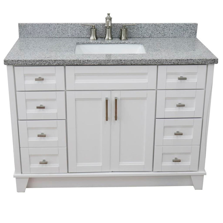 Bellaterra Terni 49" Single Vanity, White, Gray Granite Top/Rectangle Sink