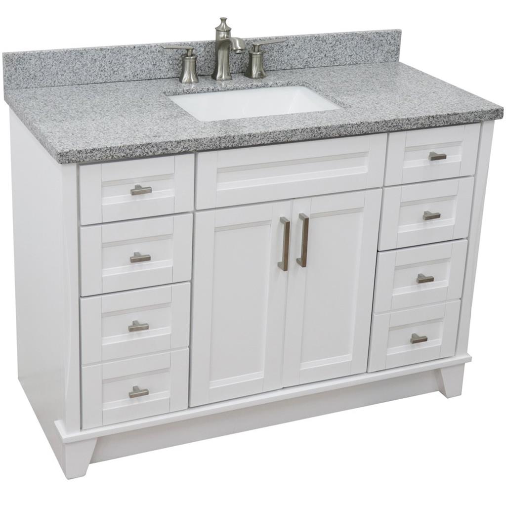 Bellaterra Terni 49" Single Vanity, White, Gray Granite Top/Rectangle Sink