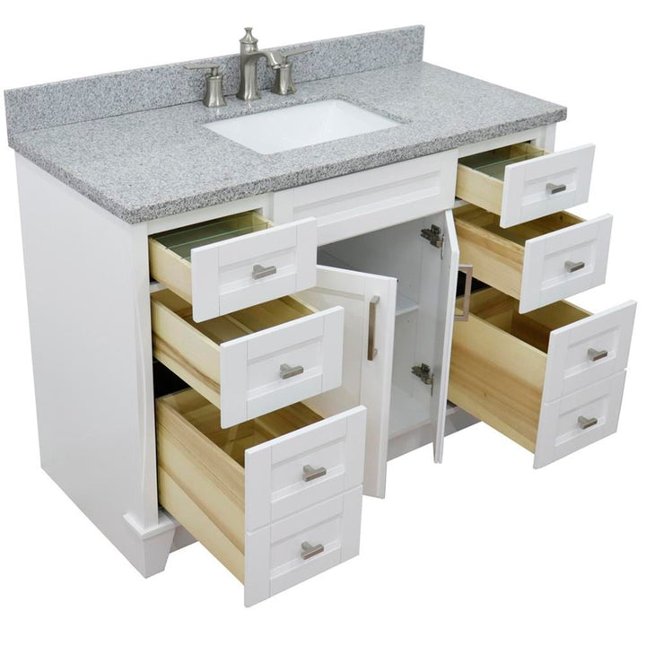 Bellaterra Terni 49" Single Vanity, White, Gray Granite Top/Rectangle Sink