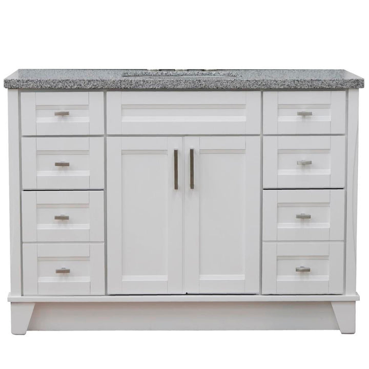 Bellaterra Terni 49" Single Vanity, White, Gray Granite Top/Rectangle Sink