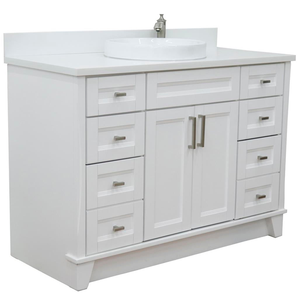 Bellaterra Terni 49" Single Vanity, White, White Quartz Top/Round Sink