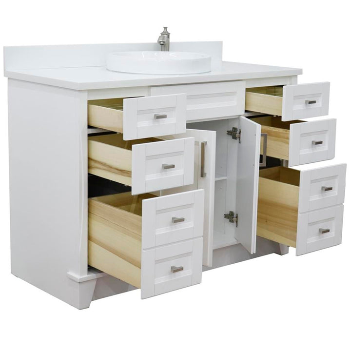 Bellaterra Terni 49" Single Vanity, White, White Quartz Top/Round Sink