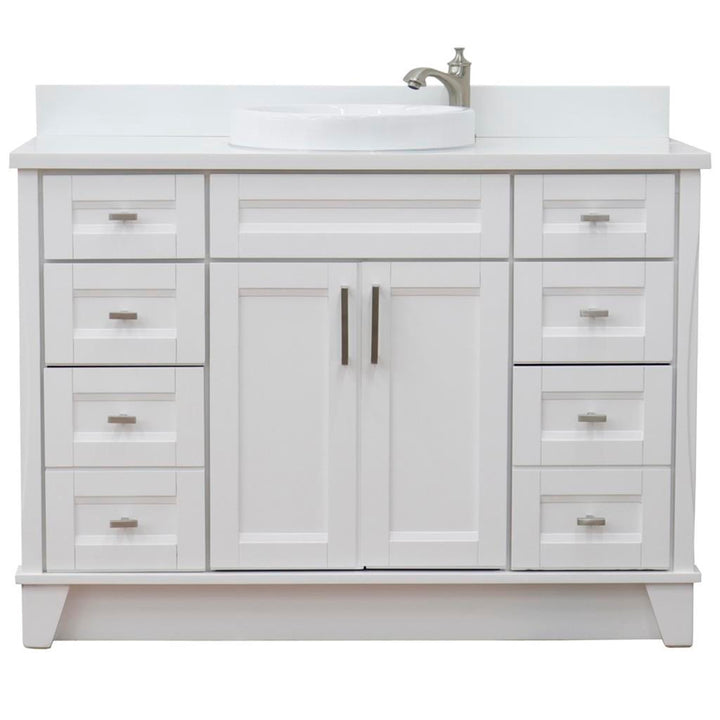 Bellaterra Terni 49" Single Vanity, White, White Quartz Top/Round Sink