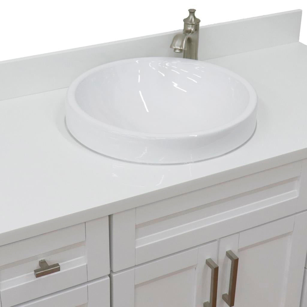 Bellaterra Terni 49" Single Vanity, White, White Quartz Top/Round Sink