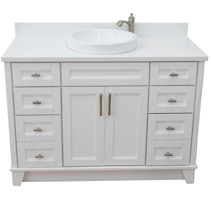 Bellaterra Terni 49" Single Vanity, White, White Quartz Top/Round Sink