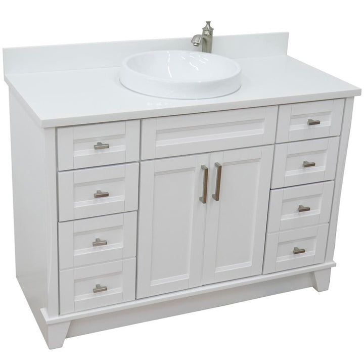 Bellaterra Terni 49" Single Vanity, White, White Quartz Top/Round Sink