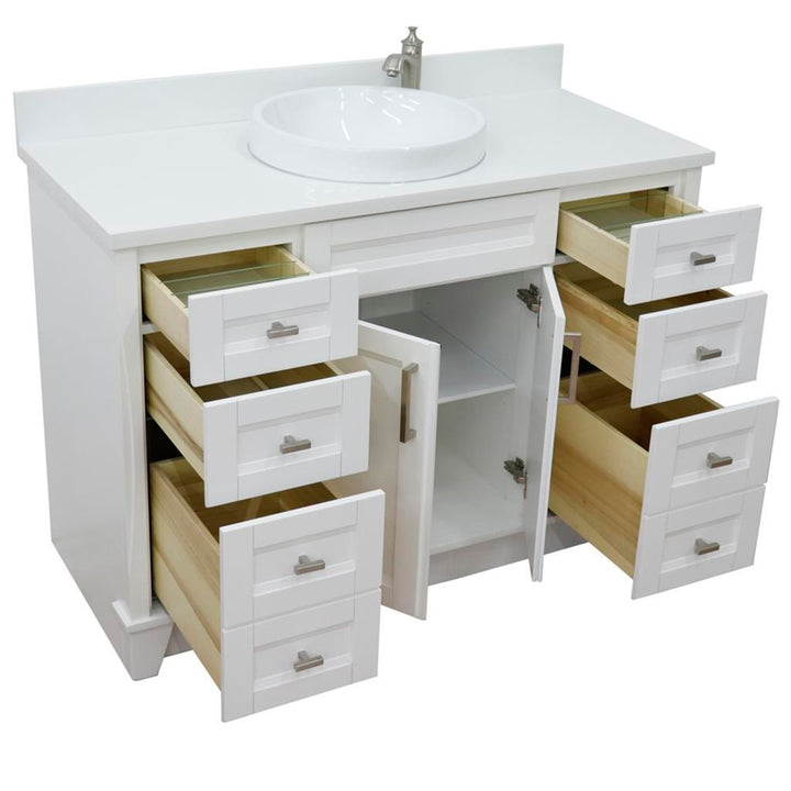 Bellaterra Terni 49" Single Vanity, White, White Quartz Top/Round Sink