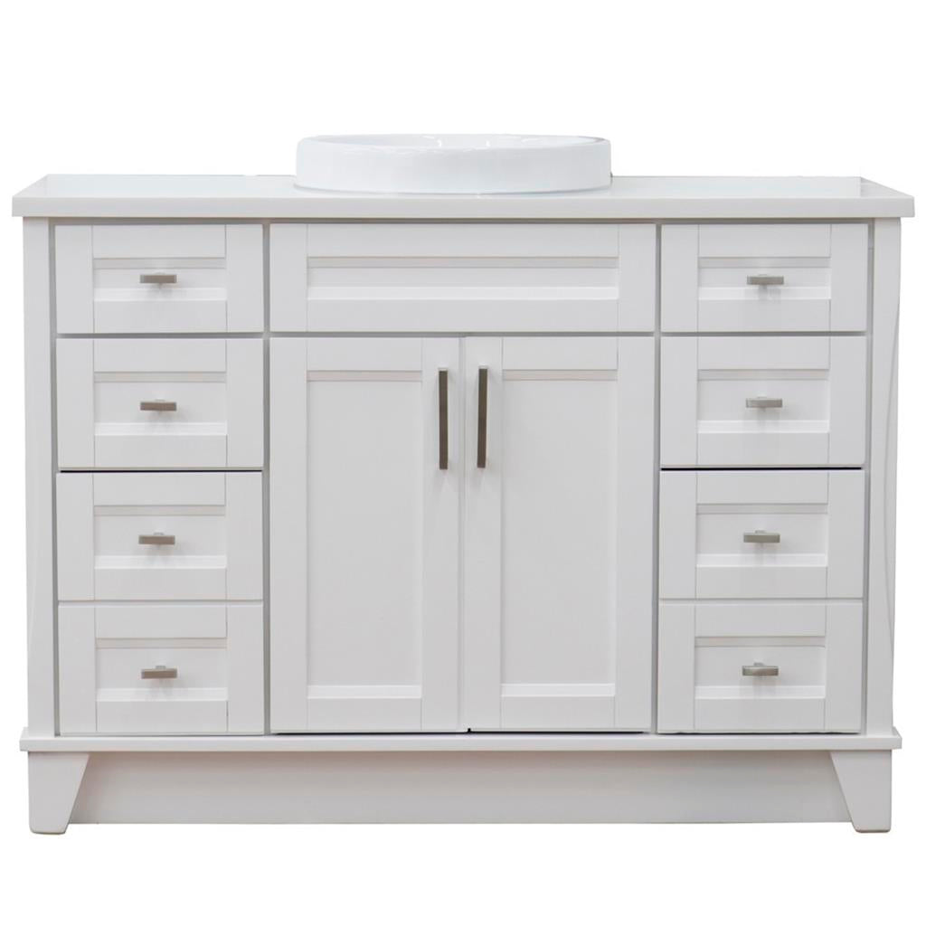 Bellaterra Terni 49" Single Vanity, White, White Quartz Top/Round Sink