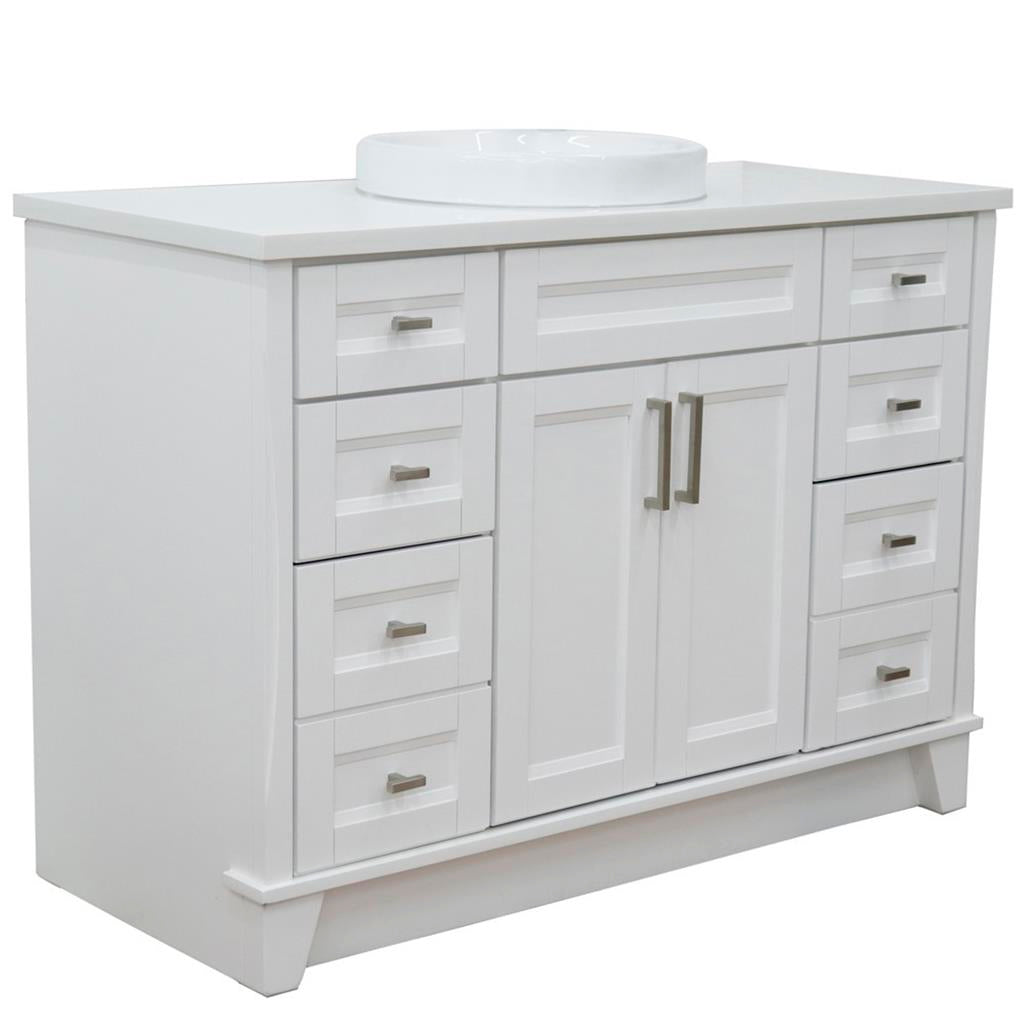 Bellaterra Terni 49" Single Vanity, White, White Quartz Top/Round Sink