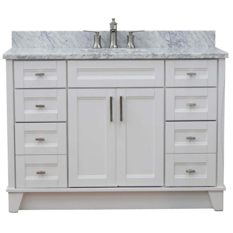 Bellaterra Terni 49" Single Vanity, White, White Carrara Marble Top/Oval Sink