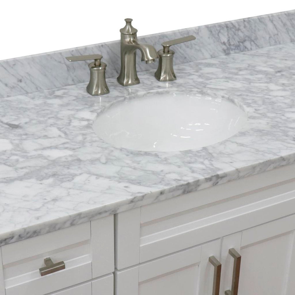 Bellaterra Terni 49" Single Vanity, White, White Carrara Marble Top/Oval Sink