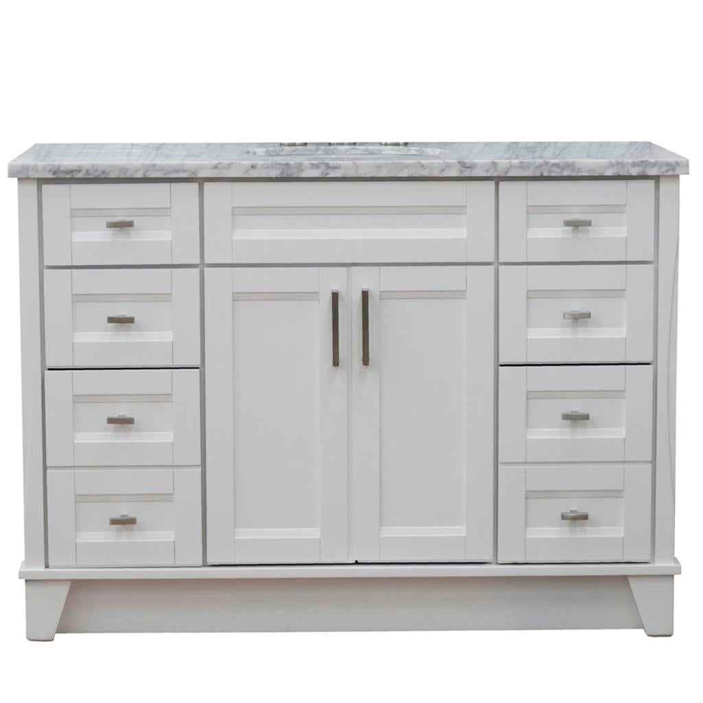 Bellaterra Terni 49" Single Vanity, White, White Carrara Marble Top/Oval Sink