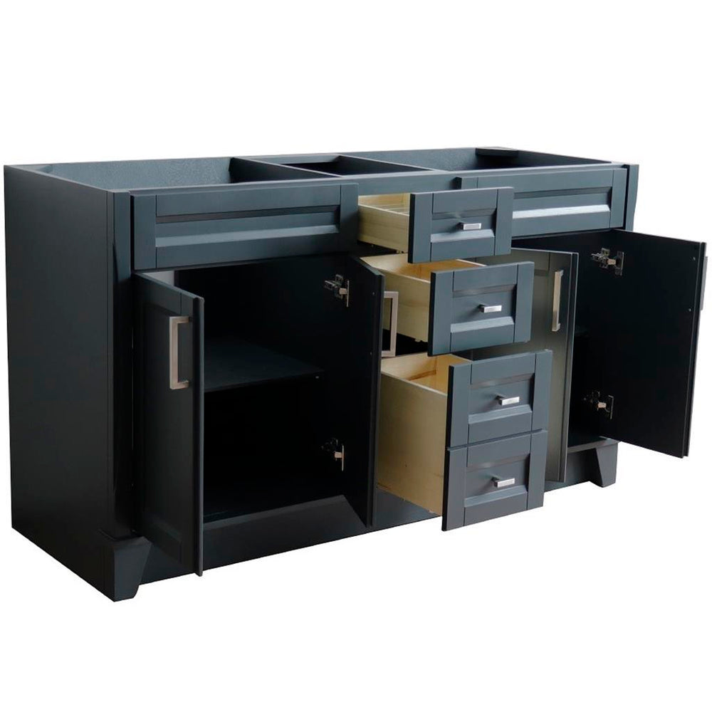 Bellaterra Home Terni 60" Dark Gray Double Vanity, Cabinet Only Cabinet Only (No Top)#top-options_cabinet-only-(no-top)