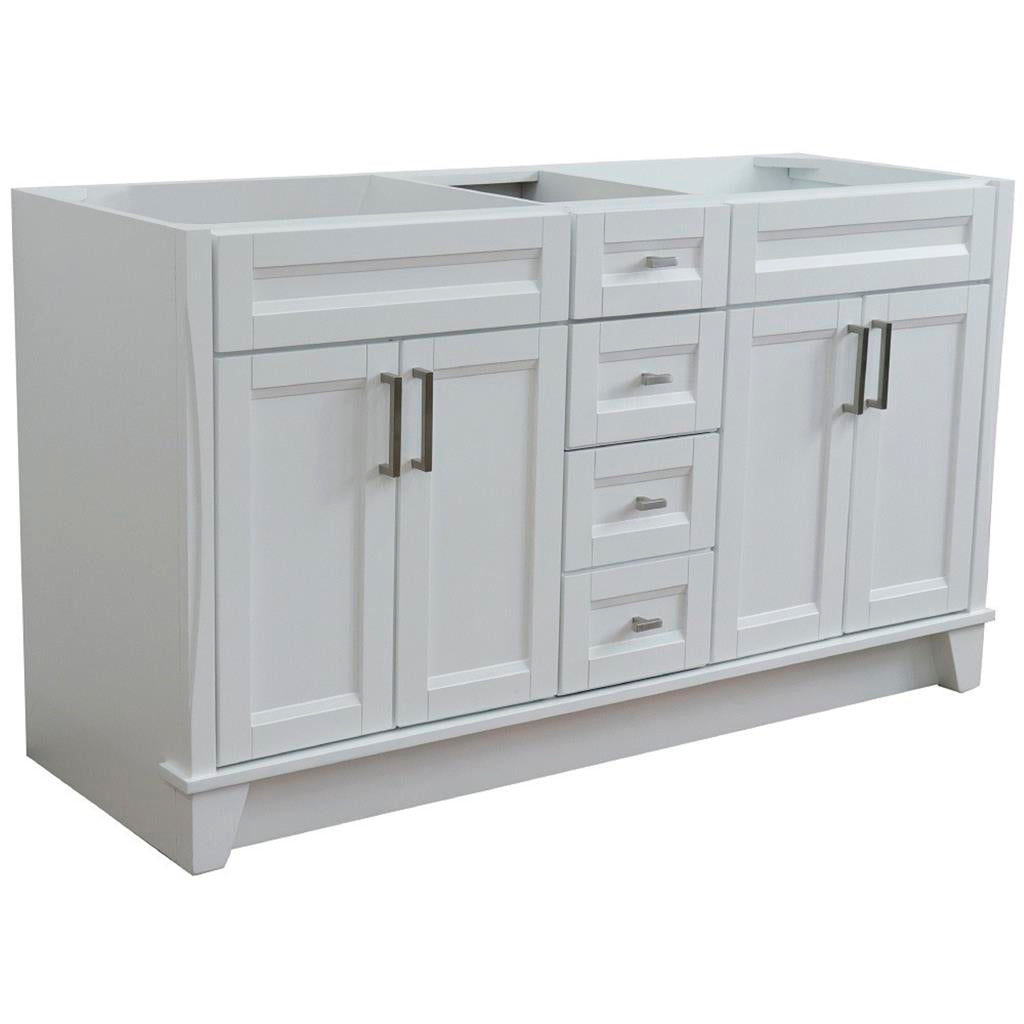 Bellaterra Terni 60" Double Vanity, White, Cabinet Only